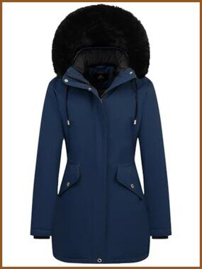 Women's Long Winter Down Coat Thicken Fleece Lined Puffer Jacket